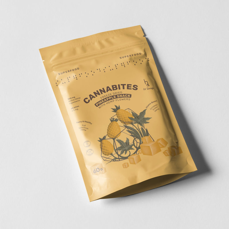 Cannabites - Snack d'ananas lyophilisé aux fleurs de chanvre (60pc, 300mg)