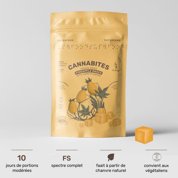 Cannabites - Snack d'ananas lyophilisé aux fleurs de chanvre (60pc, 300mg)