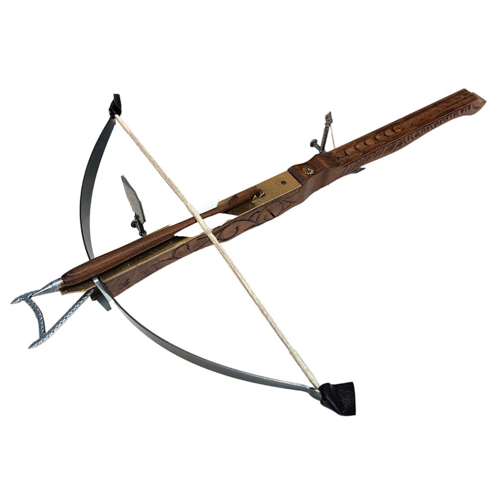 Balestra classica grande 70 cm in legno intarsiato xv secolo