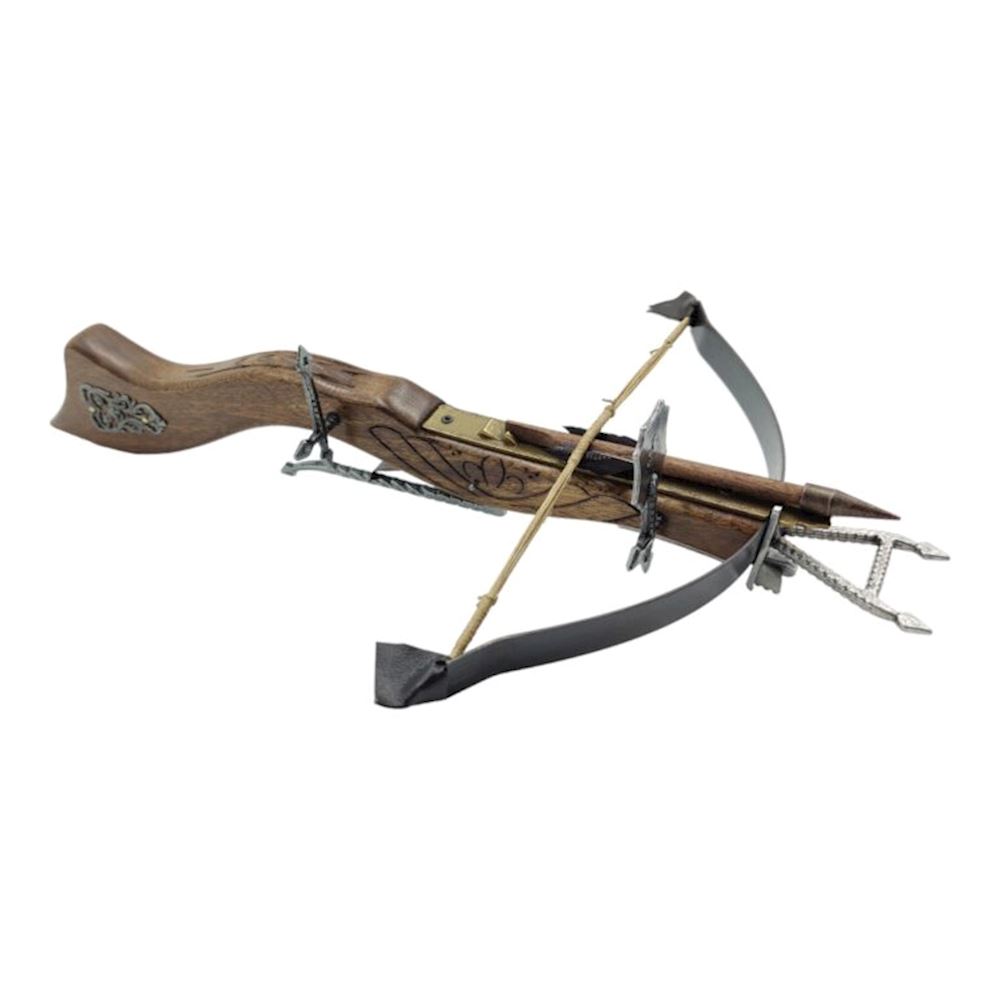 Fucile balestra storico lunghezza 53 cm in legno intarsiato xv secolo